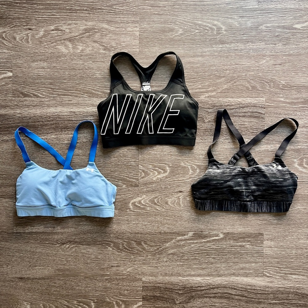 Nike/ Under Armour Trio Sports Bra Bundle! All Medium.